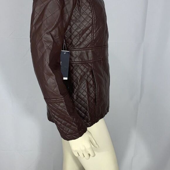 NWT Harve Bernard Women's Textured Quilted Jacket Chocolate Brown Small - Picture 11 of 14